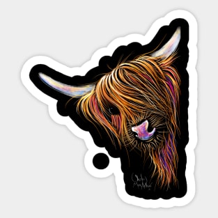 Scottish Hairy Highland Cow ' NooDLeS ' by SHiRLeY MacARTHuR Sticker